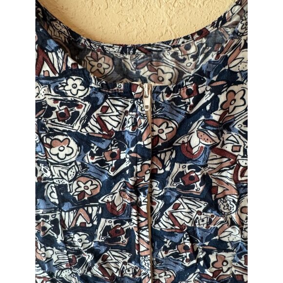 Floral Abstract Pattern Sleeveless Dress With Side Tie & Back size 6 READ - Picture 3 of 3